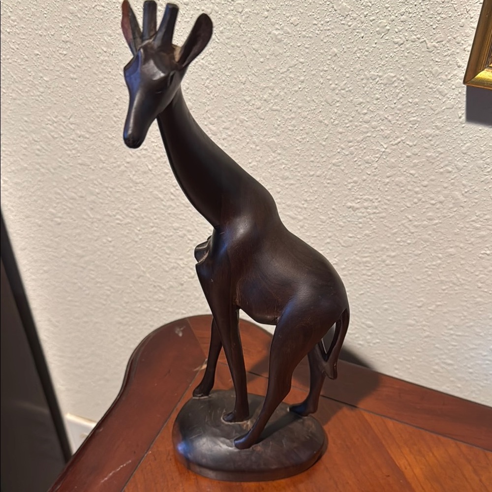 Artisan Crafted Dark Brown Giraffe Sculpture